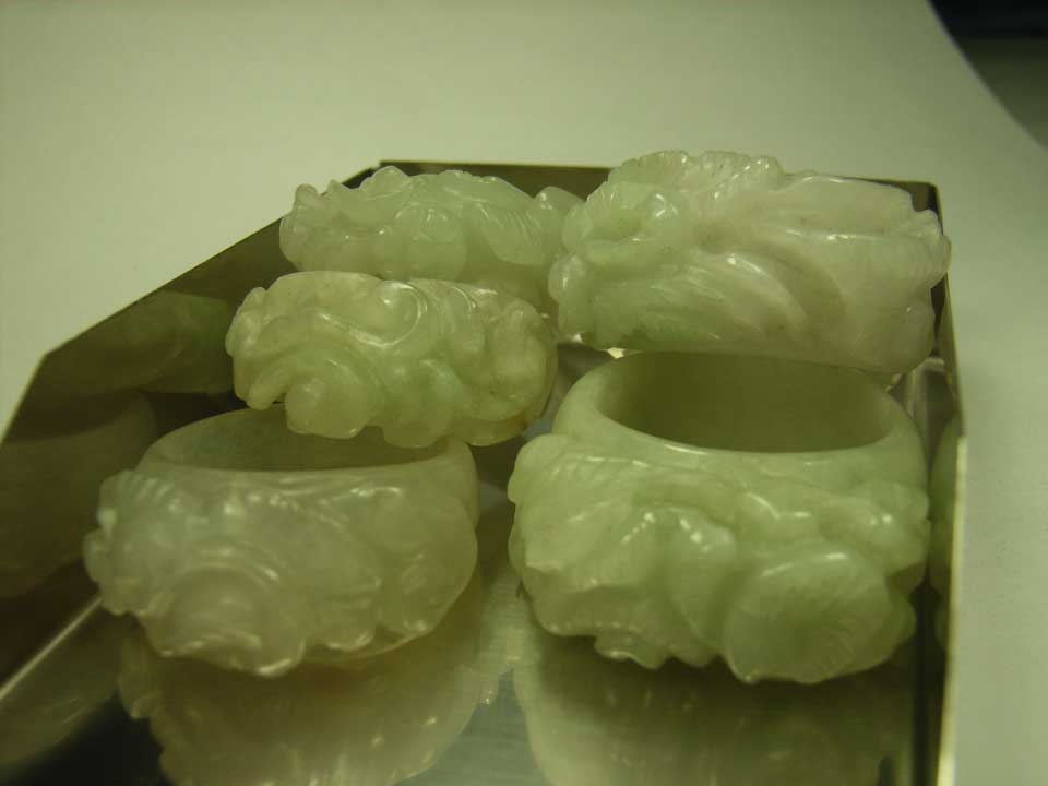 Magnificant hand crafted, natural jadeite rings, superb polish.