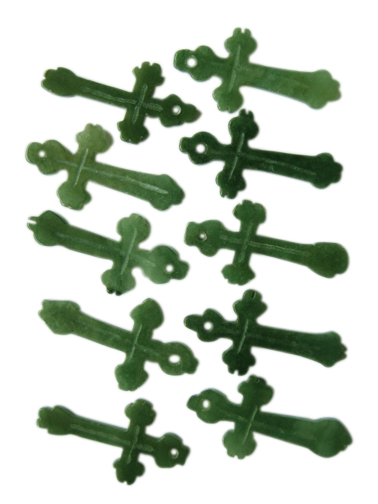 Jadeite, untreated, handcrafted, 2 sided, cross pendants.